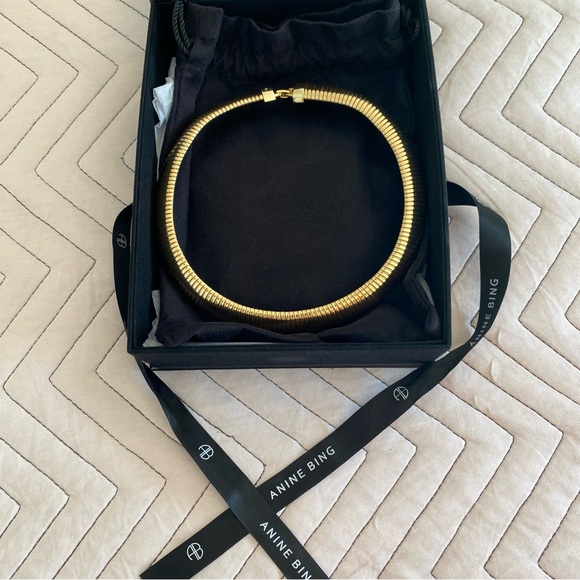 Coil chain stretch gold choker necklace Anine Bing - Picture 3 of 7